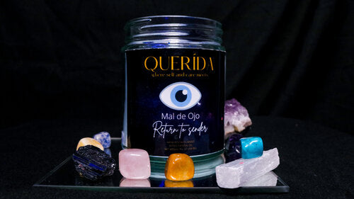 Evil eye candle, Crystals