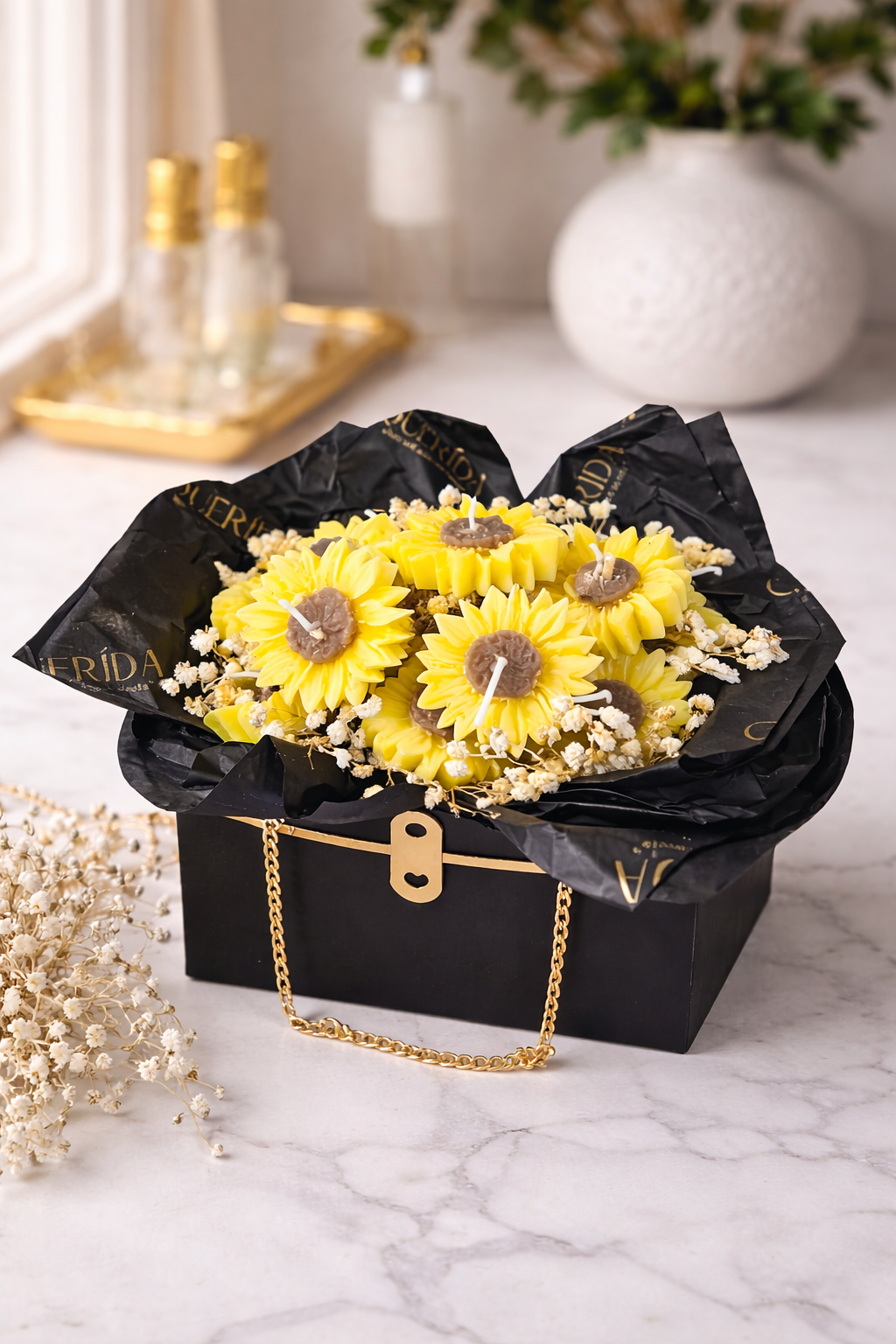 SUNFLOWER CANDLE FLOWER BOUQUET
